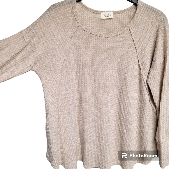 143 Story By Line Up Cream Waffle Knit Swing Top - Picture 2 of 9